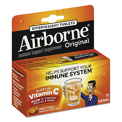 Airborne Immune Support Effervescent Tablet, Zesty Orange, 10/Box, 72 Boxes/Carton (ABN30004CT)