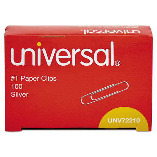 Universal Paper Clips, #1, Smooth, Silver, 100 Clips/Box, 10 Boxes/Pack, 12 Packs/Carton (72210CT)