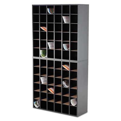 Safco Wood Mail Sorter with Adjustable Dividers, Stackable, 36 Compartments, 33.75 x 12 x 32.75, Black (SAF7766BL)