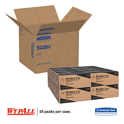 WypAll L10 Towels POP-UP Box, 1-Ply, 12 x 10.25, White, 125/Box, 18 Boxes/Carton (KCC05322)