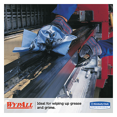 WypAll L40 Wiper, 1/4 Fold, Blue, 12.5 x 12, 56/Box, 12 Boxes/Carton (KCC05776)