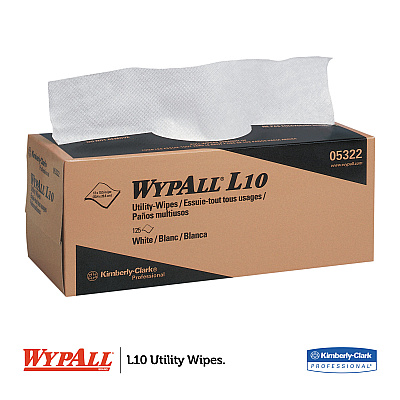 WypAll L10 Towels POP-UP Box, 1-Ply, 12 x 10.25, White, 125/Box, 18 Boxes/Carton (KCC05322)