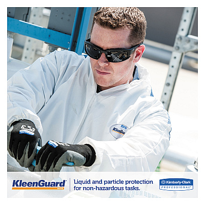KleenGuard A35 Liquid and Particle Protection Coveralls, Zipper Front, Hooded, Elastic Wrists and Ankles, X-Large, White, 25/Carton (KCC38939)