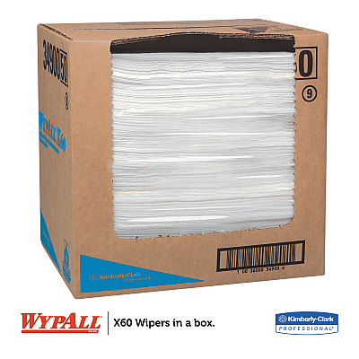 WypAll General Clean X60 Cloths, Flat Sheet, 12.5 x 16.8, White, 150/Box, 6 Boxes/Carton (KCC34900)