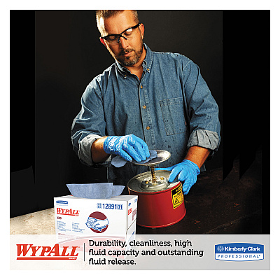 WypAll X90 Cloths, BRAG Box, 2-Ply, 11.1 x 16.8, Denim Blue, 136/Carton (KCC12891)