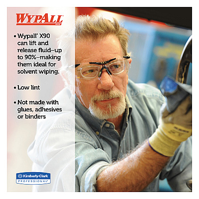 WypAll X90 Cloths, BRAG Box, 2-Ply, 11.1 x 16.8, Denim Blue, 136/Carton (KCC12891)