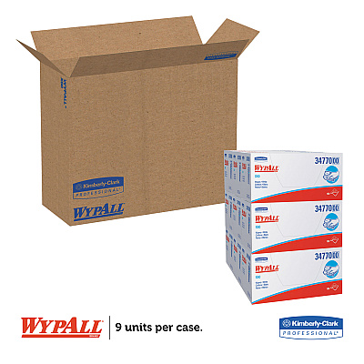 WypAll General Clean X60 Cloths, 1/4 Fold, 11 x 23, White, 100/Box, 9 Boxes/Carton (KCC34770)