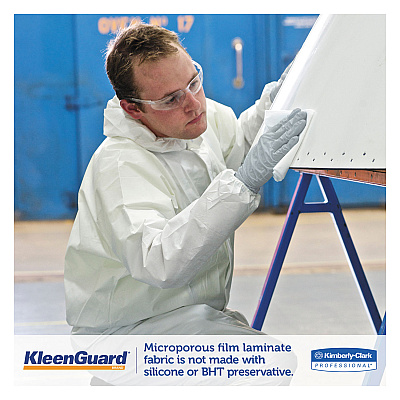 KleenGuard A35 Liquid and Particle Protection Coveralls, Zipper Front, Hooded, Elastic Wrists and Ankles, 2X-Large, White, 25/Carton (KCC38941)