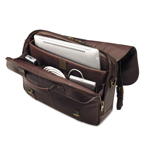 Samsonite Leather Flapover Case, Fits Devices Up to 15.6", Leather, 16 x 6 x 13, Brown (457981139)