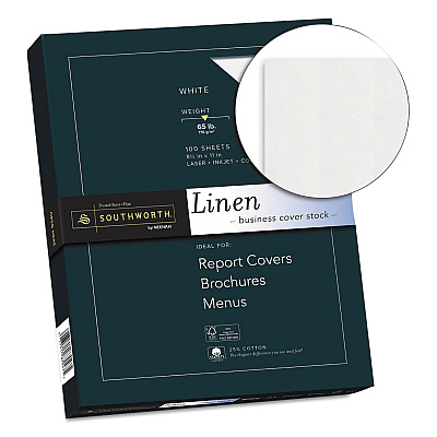 Southworth 25% Cotton Linen Cover Stock, 65 lb Cover Weight, 8.5 x 11, 100/Pack (SOUZ550CK)