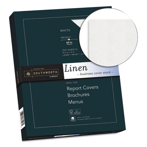 Southworth 25% Cotton Linen Cover Stock, 65 lb Cover Weight, 8.5 x 11, 100/Pack (Z550CK)