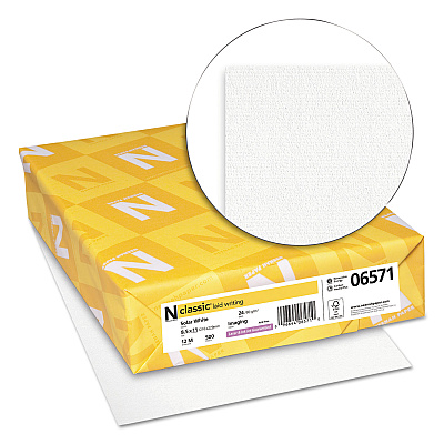 Neenah CLASSIC Laid Stationery, 97 Bright, 24 lb Bond Weight, 8.5 x 11, Solar White, 500/Ream (NEE06571)