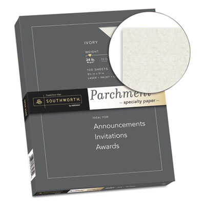 Southworth Parchment Specialty Paper, 24 lb Bond Weight, 8.5 x 11, Ivory, 100/Pack (SOUP984CK336)