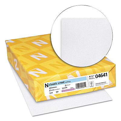 Neenah CLASSIC CREST Stationery Writing Paper, 24 lb Bond Weight, 8.5 x 11, Whitestone, 500/Ream (NEE04641)