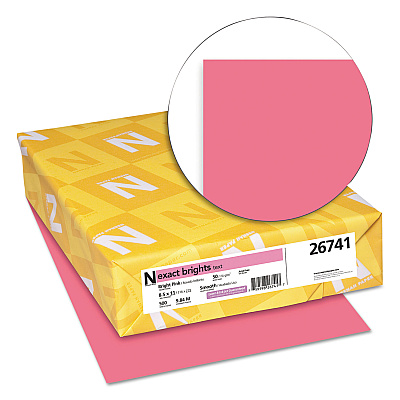 Neenah Exact Brights Paper, 20 lb Bond Weight, 8.5 x 11, Bright Pink, 500/Ream (WAU26741)