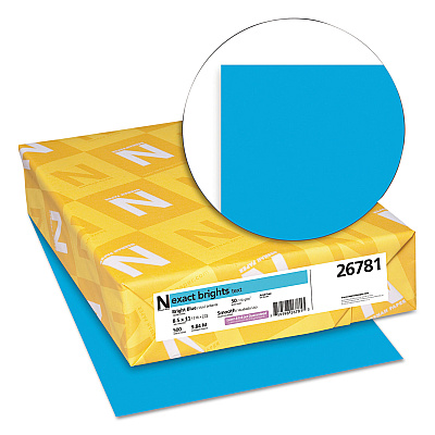 Neenah Exact Brights Paper, 20 lb Bond Weight, 8.5 x 11, Bright Blue, 500/Ream (WAU26781)