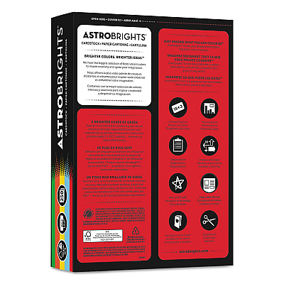 Astrobrights Color Cardstock -"Eco" Assortment, 65 lb Cover Weight, 8.5 x 11, Assorted, 250/Pack (WAU98853)