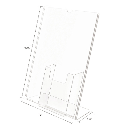 deflecto Superior Image Slanted Sign Holder with Front Pocket, 9w x 4.5d x 10.75h, Clear (DEF590501)