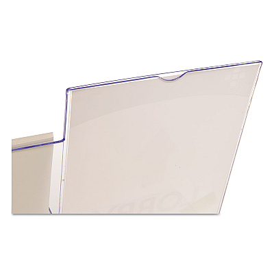 deflecto Superior Image Slanted Sign Holder with Side Pocket, 13.5w x 4.25d x 10.88h, Clear (DEF599401)