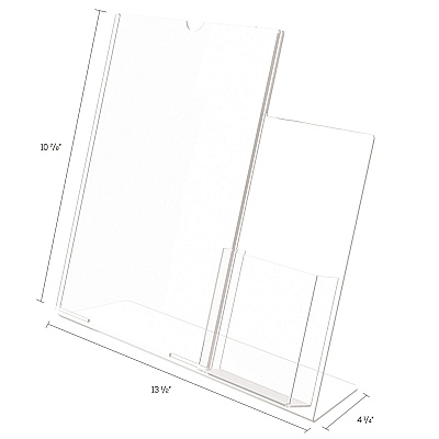 deflecto Superior Image Slanted Sign Holder with Side Pocket, 13.5w x 4.25d x 10.88h, Clear (DEF599401)