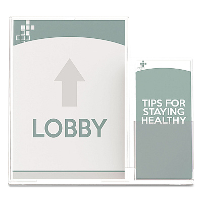 deflecto Superior Image Slanted Sign Holder with Side Pocket, 13.5w x 4.25d x 10.88h, Clear (DEF599401)
