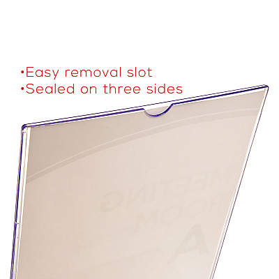 deflecto Superior Image Slanted Sign Holder with Front Pocket, 9w x 4.5d x 10.75h, Clear (DEF590501)