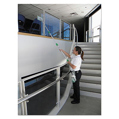 Unger SpeedClean Window Cleaning Kit, 72" to 80", Extension Pole With 8" Pad Holder, Silver/Green (UNGCK053)