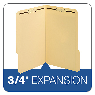 Pendaflex Top Tab Fastener Folder, 0.75" Expansion, 2 Fasteners, Legal Size, Manila Exterior, 50/Box (PFX1953718)