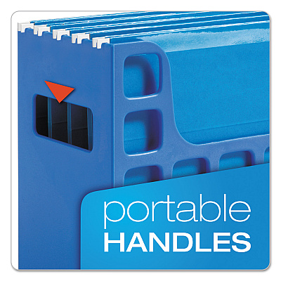 Pendaflex Desktop File With Hanging Folders, Letter Size, 6" Long, Blue (PFX23011)