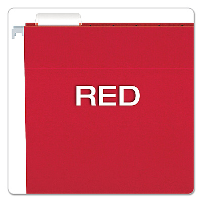 Pendaflex Colored Hanging Folders, Letter Size, 1/5-Cut Tabs, Red, 25/Box (PFX81608)