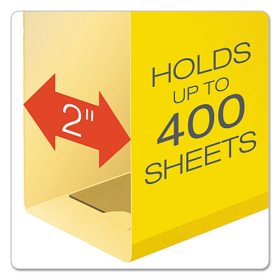 Pendaflex Extra Capacity Reinforced Hanging File Folders with Box Bottom, 2" Capacity, Letter Size, 1/5-Cut Tabs, Yellow, 25/Box (PFX4152X2YEL)