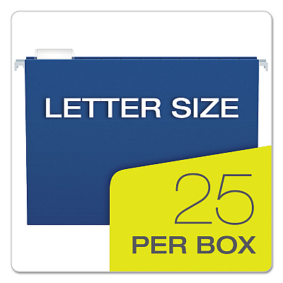 Pendaflex Colored Hanging Folders, Letter Size, 1/5-Cut Tabs, Navy, 25/Box (PFX81615)