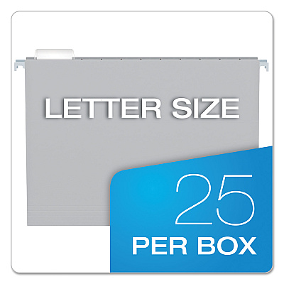 Pendaflex Colored Hanging Folders, Letter Size, 1/5-Cut Tabs, Gray, 25/Box (PFX81604)