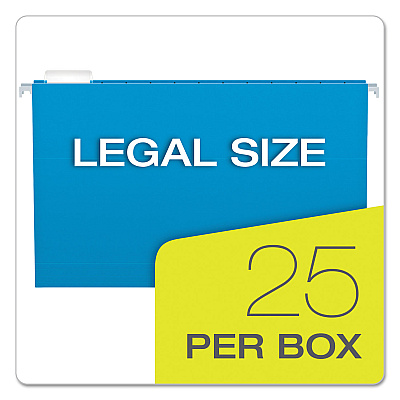 Pendaflex Colored Hanging Folders, Legal Size, 1/5-Cut Tabs, Assorted Colors, 25/Box (PFX81632)