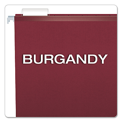 Pendaflex Colored Reinforced Hanging Folders, Letter Size, 1/5-Cut Tabs, Burgundy, 25/Box (PFX415215BUR)