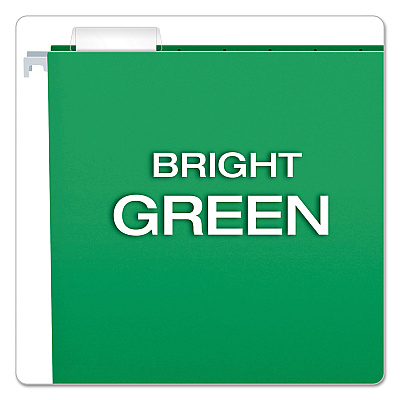 Pendaflex Colored Hanging Folders, Letter Size, 1/5-Cut Tabs, Bright Green, 25/Box (PFX81610)