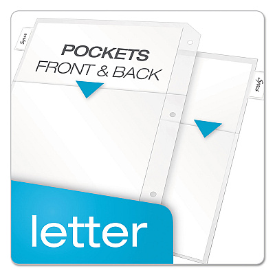 Cardinal Poly Ring Binder Pockets, 8.5 x 11, Clear, 5/Pack (CRD84010)
