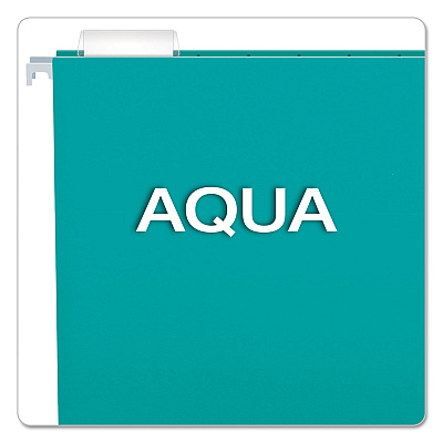 Pendaflex Colored Hanging Folders, Letter Size, 1/5-Cut Tabs, Aqua, 25/Box (PFX81616)