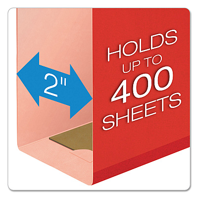 Pendaflex Extra Capacity Reinforced Hanging File Folders with Box Bottom, 2" Capacity, Letter Size, 1/5-Cut Tabs, Red, 25/Box (PFX4152X2RED)