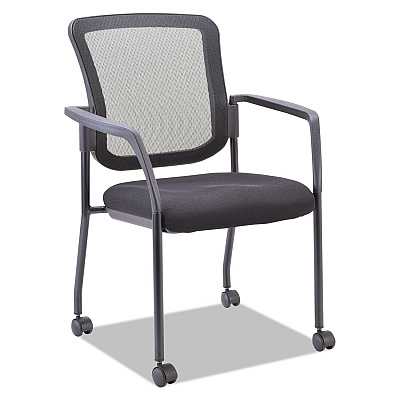 Alera Elusion Series Mesh Back Stacking Guest Chair, 26" x 25.6" x 36.2", Black Seat, Black Back, Black Base (ALEEL4314)