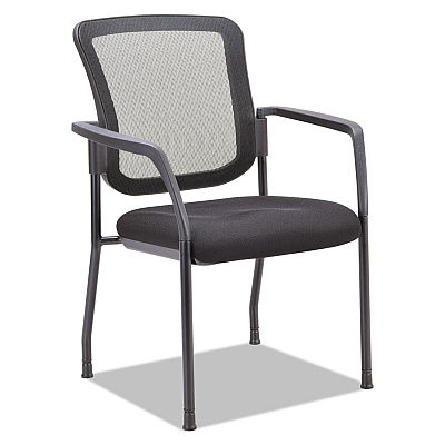 Alera Elusion Series Mesh Back Stacking Guest Chair, 26" x 25.6" x 36.2", Black Seat, Black Back, Black Base (ALEEL4314)