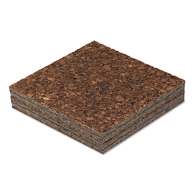 Universal Cork Tile Panels, 12 x 12, Dark Brown Surface, 4/Pack (UNV43403)