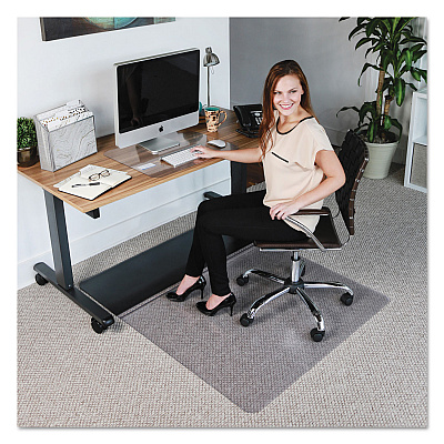 ES Robbins Sit or Stand Mat for Carpet or Hard Floors, 45 x 53, Clear/Black (ESR184603)