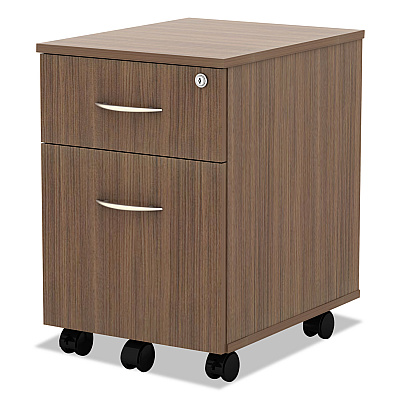 Alera Valencia Series Mobile Pedestal, Left/Right, 2-Drawers: Box/File, Legal/Letter, Modern Walnut, 15.88" x 19.13" x 22.88" (ALEVABFWA)