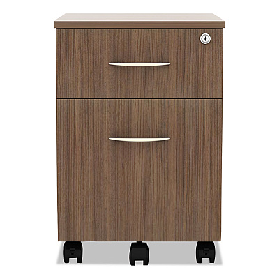Alera Valencia Series Mobile Pedestal, Left/Right, 2-Drawers: Box/File, Legal/Letter, Modern Walnut, 15.88" x 19.13" x 22.88" (ALEVABFWA)