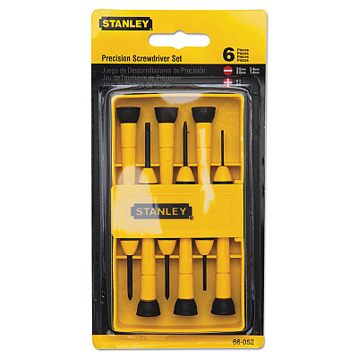 Stanley Tools 6-Piece Precision Screwdriver Set, Black/Yellow (BOS66052)
