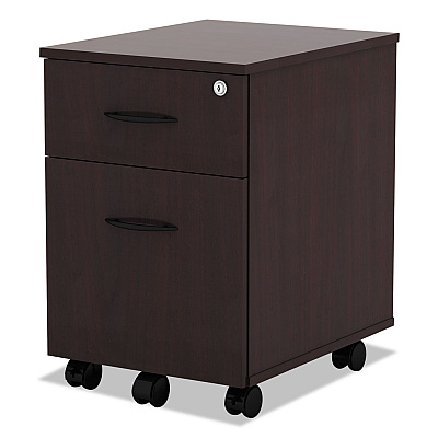 Alera Valencia Series Mobile Pedestal, Left or Right, 2-Drawers: Box/File, Legal/Letter, Mahogany, 15.88" x 19.13" x 22.88" (ALEVABFMY)
