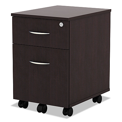 Alera Valencia Series Mobile Pedestal, Left or Right, 2-Drawers: Box/File, Legal/Letter, Espresso, 15.88" x 19.13" x 22.88" (ALEVABFES)