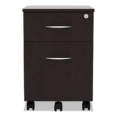 Alera Valencia Series Mobile Pedestal, Left or Right, 2-Drawers: Box/File, Legal/Letter, Espresso, 15.88" x 19.13" x 22.88" (ALEVABFES)