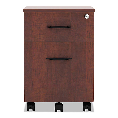 Alera Valencia Series Mobile Pedestal, Left/Right, 2-Drawers: Box/File, Legal/Letter, Medium Cherry, 15.88" x 19.13" x 22.88" (ALEVABFMC)